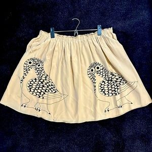 Silk Owl Print Skirt